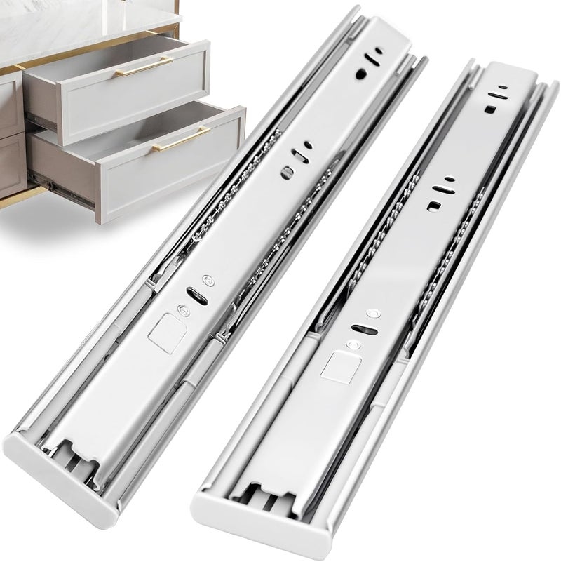 HLC 12 inch Soft Self Close Drawer Slides 6 Pairs (12pcs) Full Extension Ball Bearing 3 fold Full Stretch Side Mount Drawer Slides 100 LB Capacity Drawer Slide 12" Silver - Image 1